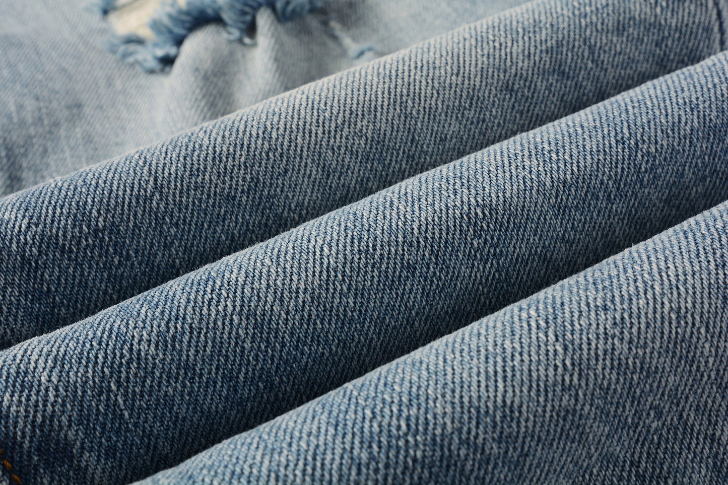PURPLE Men Streetwear Skinny Jeans Light Blue Wash with Subtle Distressed Ripped Details 9075